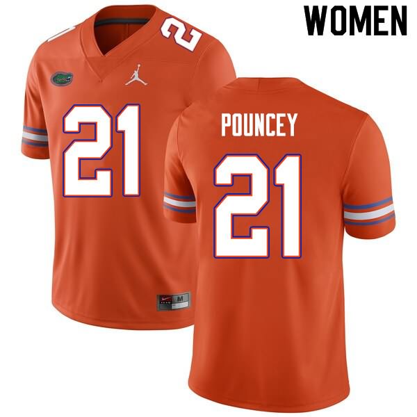 NCAA Florida Gators Ethan Pouncey Women's #21 Nike Orange Stitched Authentic College Football Jersey HEV0464SZ